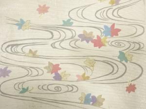 アンティーク　引箔螺鈿　竜田川模様名古屋帯